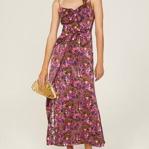 SALONI | Dresses | Saloni Sakura Falls Fleur Silk Midi Dress Blue Floral  Sleeveless Size Xs | Poshmark